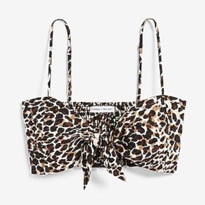 Rocky Barnes Leopard Print Linen Tie Front Top